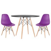 KIT - Mesa redonda Eames 100 cm preto + 2 cadeiras Eiffel DSW