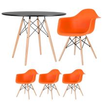 KIT - Mesa redonda Eames 100 cm preto + 3 cadeiras Eiffel DAW