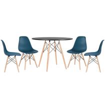 KIT - Mesa redonda Eames 100 cm preto + 4 cadeiras Eiffel DSW