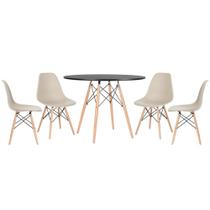KIT - Mesa redonda Eames 100 cm preto + 4 cadeiras Eiffel DSW