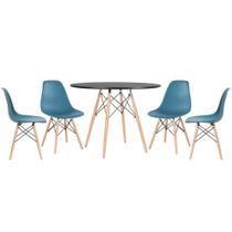 KIT - Mesa redonda Eames 100 cm preto + 4 cadeiras Eiffel DSW
