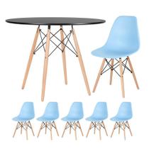 KIT - Mesa redonda Eames 100 cm preto + 5 cadeiras Eiffel DSW