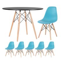 KIT - Mesa redonda Eames 100 cm preto + 5 cadeiras Eiffel DSW