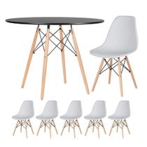 KIT - Mesa redonda Eames 100 cm preto + 5 cadeiras Eiffel DSW