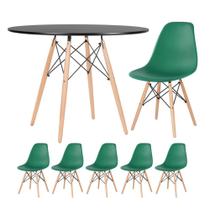 KIT - Mesa redonda Eames 100 cm preto + 5 cadeiras Eiffel DSW