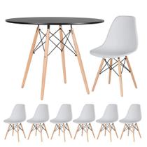 KIT - Mesa redonda Eames 100 cm preto + 6 cadeiras Eiffel DSW