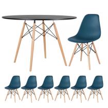 KIT - Mesa redonda Eames 120 cm + 6 cadeiras Eiffel DSW