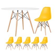 KIT - Mesa redonda Eames 120 cm branco + 5 cadeiras Eiffel DSW