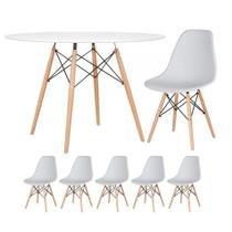 KIT - Mesa redonda Eames 120 cm branco + 5 cadeiras Eiffel DSW