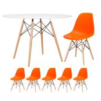 KIT - Mesa redonda Eames 120 cm branco + 5 cadeiras Eiffel DSW