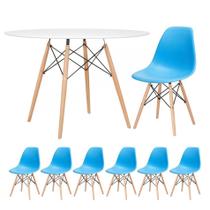 KIT - Mesa redonda Eames 120 cm branco + 6 cadeiras Eiffel DSW