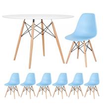 KIT - Mesa redonda Eames 120 cm branco + 6 cadeiras Eiffel DSW