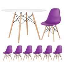 KIT - Mesa redonda Eames 120 cm branco + 6 cadeiras Eiffel DSW