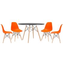 KIT - Mesa redonda Eames 120 cm preto + 4 cadeiras Eiffel DSW