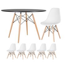 KIT - Mesa redonda Eames 120 cm preto + 5 cadeiras Eiffel DSW