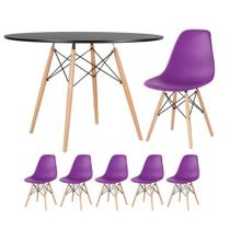 KIT - Mesa redonda Eames 120 cm preto + 5 cadeiras Eiffel DSW