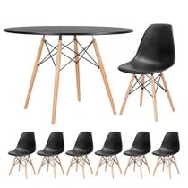 KIT - Mesa redonda Eames 120 cm preto + 6 cadeiras Eiffel DSW