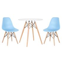 KIT - Mesa redonda Eames 70 cm branco + 2 cadeiras Eiffel DSW
