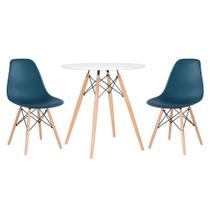 KIT - Mesa redonda Eames 70 cm branco + 2 cadeiras Eiffel DSW