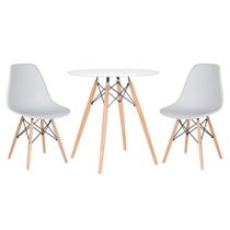 KIT - Mesa redonda Eames 70 cm branco + 2 cadeiras Eiffel DSW