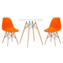 KIT - Mesa redonda Eames 70 cm branco + 2 cadeiras Eiffel DSW
