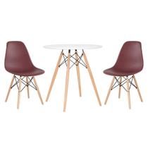 KIT - Mesa redonda Eames 70 cm branco + 2 cadeiras Eiffel DSW