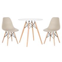 KIT - Mesa redonda Eames 70 cm branco + 2 cadeiras Eiffel DSW