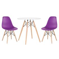 KIT - Mesa redonda Eames 70 cm branco + 2 cadeiras Eiffel DSW