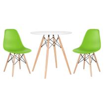 KIT - Mesa redonda Eames 70 cm branco + 2 cadeiras Eiffel DSW