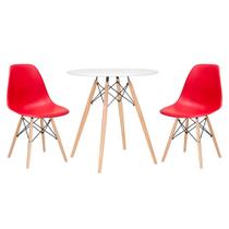 KIT - Mesa redonda Eames 70 cm branco + 2 cadeiras Eiffel DSW
