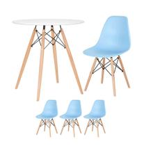 KIT - Mesa redonda Eames 70 cm branco + 3 cadeiras Eiffel DSW
