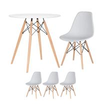 KIT - Mesa redonda Eames 70 cm branco + 3 cadeiras Eiffel DSW