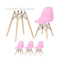 KIT - Mesa redonda Eames 70 cm branco + 3 cadeiras Eiffel DSW