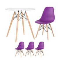 KIT - Mesa redonda Eames 70 cm branco + 3 cadeiras Eiffel DSW