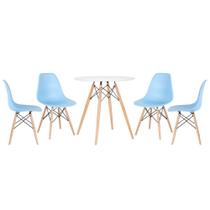 KIT - Mesa redonda Eames 70 cm branco + 4 cadeiras Eiffel DSW