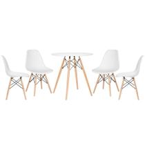 KIT - Mesa redonda Eames 70 cm branco + 4 cadeiras Eiffel DSW