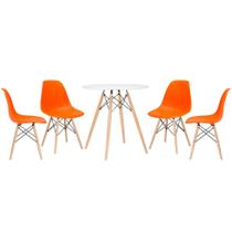 KIT - Mesa redonda Eames 70 cm branco + 4 cadeiras Eiffel DSW