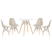 KIT - Mesa redonda Eames 70 cm branco + 4 cadeiras Eiffel DSW