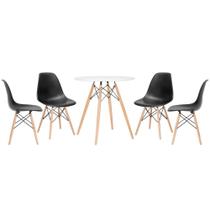 KIT - Mesa redonda Eames 70 cm branco + 4 cadeiras Eiffel DSW