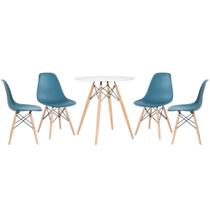 KIT - Mesa redonda Eames 70 cm branco + 4 cadeiras Eiffel DSW