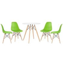 KIT - Mesa redonda Eames 70 cm branco + 4 cadeiras Eiffel DSW