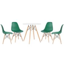 KIT - Mesa redonda Eames 70 cm branco + 4 cadeiras Eiffel DSW