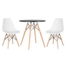 KIT - Mesa redonda Eames 70 cm preto + 2 cadeiras Eiffel DSW