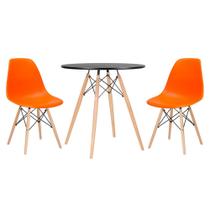 KIT - Mesa redonda Eames 70 cm preto + 2 cadeiras Eiffel DSW