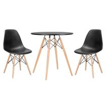 KIT - Mesa redonda Eames 70 cm preto + 2 cadeiras Eiffel DSW