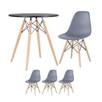 KIT - Mesa redonda Eames 70 cm preto + 3 cadeiras Eiffel DSW