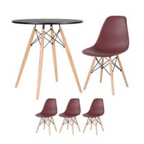 KIT - Mesa redonda Eames 70 cm preto + 3 cadeiras Eiffel DSW