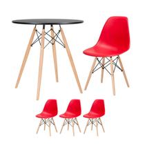 KIT - Mesa redonda Eames 70 cm preto + 3 cadeiras Eiffel DSW