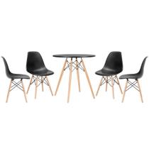 KIT - Mesa redonda Eames 70 cm preto + 4 cadeiras Eiffel DSW