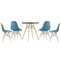 KIT - Mesa redonda Eames 70 cm preto + 4 cadeiras Eiffel DSW